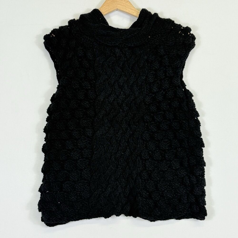 NEW Mystree Sweater Small Black Chunky Knit‎ Sleeveless Lagenlook Whimsigoth